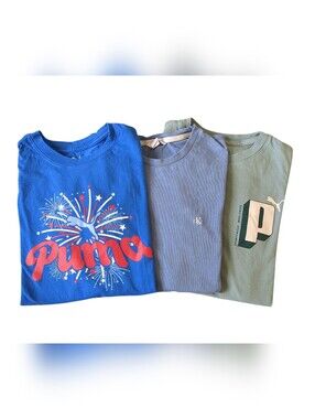 Men's Blue & Green Brand Name T-shirt Bundle | PUMA • Calvin Klein (Size S)
